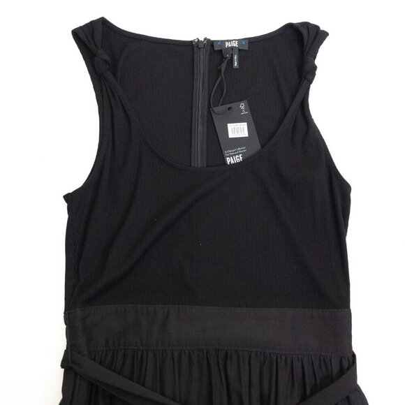 Paige Samosa Dress Midi Tiered Soft Ribbed Knit Black - Picture 5 of 16